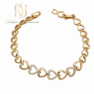 دستبند ژوپینگ زنانه مدل قلبی طلایی