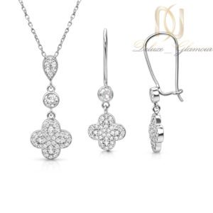 نیم ست نقره زنانه ونکلیف نگین سفید