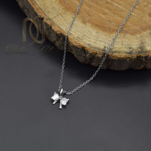 گردنبند نقره زنانه پاپیون سفید