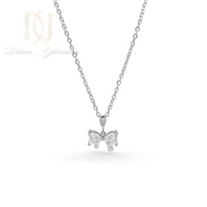 گردنبند نقره زنانه پاپیون نگین سفید