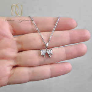 گردنبند نقره زنانه پاپیون نگین سفید