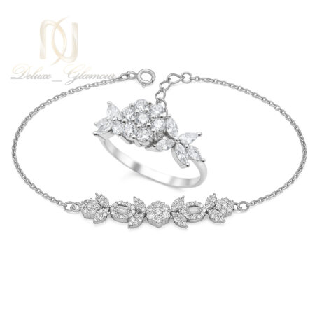 ست دستبند و انگشتر نقره زنانه فلاور