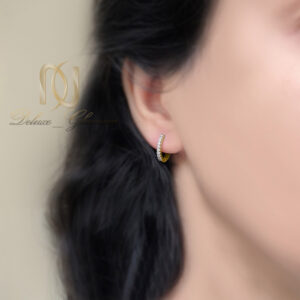 گوشواره نقره حلقه ای طلایی نگین دار