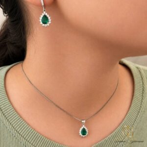 نیم ست نقره زنانه نگین سبز مجلسی - ce-new-8 - 3