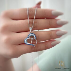 گردنبند نقره زنانه قلب و حلقه ظریف - ne-new-12 - 1