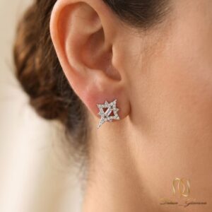 گوشواره نقره ستاره er-s-15 عکس پوشش روی گوش مدل