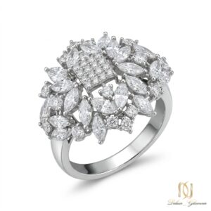 انگشتر نقره زنانه جواهری طرح گل ri-s-54 عکس اصلی