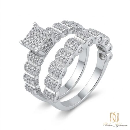 انگشتر نقره زنانه ست حلقه و پشت حلقه ri-s-91 عکس اصلی