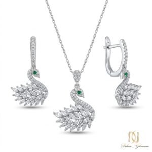 نیم ست نقره زنانه طرح قو جواهری ce-new-45 عکس اصلی