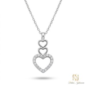 گردنبند نقره زنانه سه قلب ظریف ne-new-58 عکس اصلی
