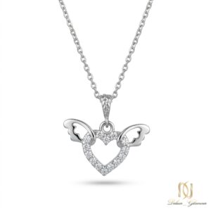 گردنبند نقره زنانه طرح قلب بالدار ظریف ne-new-57 عکس اصلی