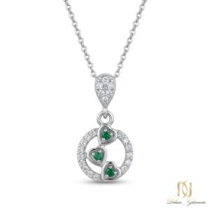 گردنبند نقره زنانه طرح قلب نگین سبز ne-new-55 عکس اصلی