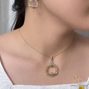 نیم ست نقره زنانه دو رنگ طرح دایره ce-new-55 - تصویر 4