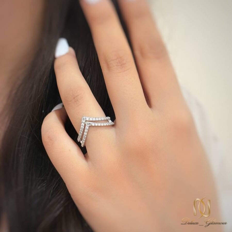 انگشتر نقره زنانه طرح V نگین دار - ri-n407 - 6