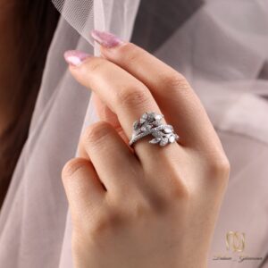 انگشتر نقره زنانه طرح برگ - rg-n800 - 8