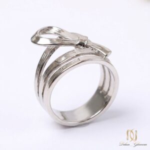انگشتر نقره زنانه پهن طرح گره ri-s-60 عکس اصلی