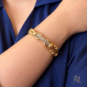 دستبند نقره زنانه النگویی تراش - br-n421 - 8