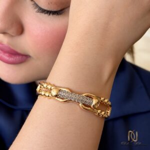 دستبند نقره زنانه النگویی تراش - br-n421 - 9