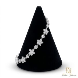 دستبند نقره زنانه جواهری طرح قلب و گل br-s-29 عکس اصلی