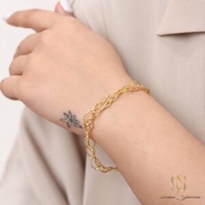 دستبند نقره زنانه طرح طلا - br-n440 - 5