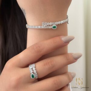 ست دستبند و انگشتر نقره زنانه جواهری - ce-n250 - 7