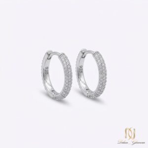 گوشواره نقره حلقه ای نگین دار ظریف er-s-32 عکس اصلی