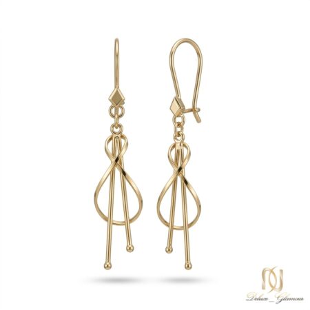 گوشواره نقره زنانه آویزی طلایی مجلسی er-s-35 عکس اصلی