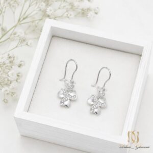 گوشواره نقره زنانه گل قلبی - er-n456 - 3