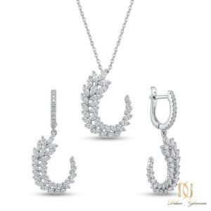 نیم ست نقره زنانه مجلسی تاج برگ ce-new-96 عکس اصلی