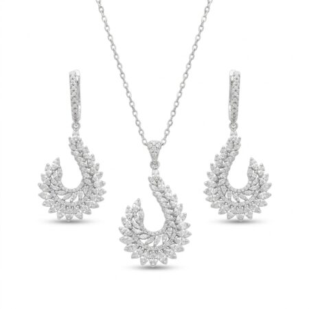 نیم ست نقره زنانه مجلسی برگ ce-new-97 عکس اصلی