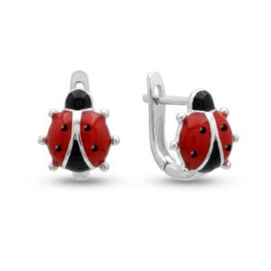 گوشواره نقره دخترانه ظریف کفشدوزک er-s-36 عکس اصلی