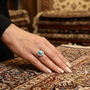 انگشتر نقره زنانه نگین فیروزه ای مجلسی - تصویر 2