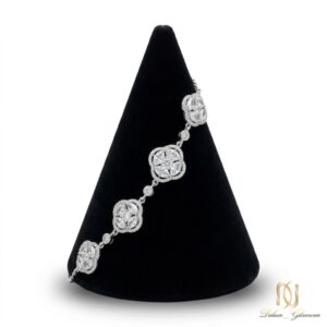 دستبند نقره زنانه مجلسی گل چهارپر br-s-46 عکس اصلی